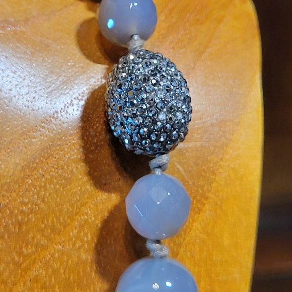 Chico's Black Label Beaded Tassel Necklace w/ Faceted Glass and Rhinestone Beads - Picture 4 of 12